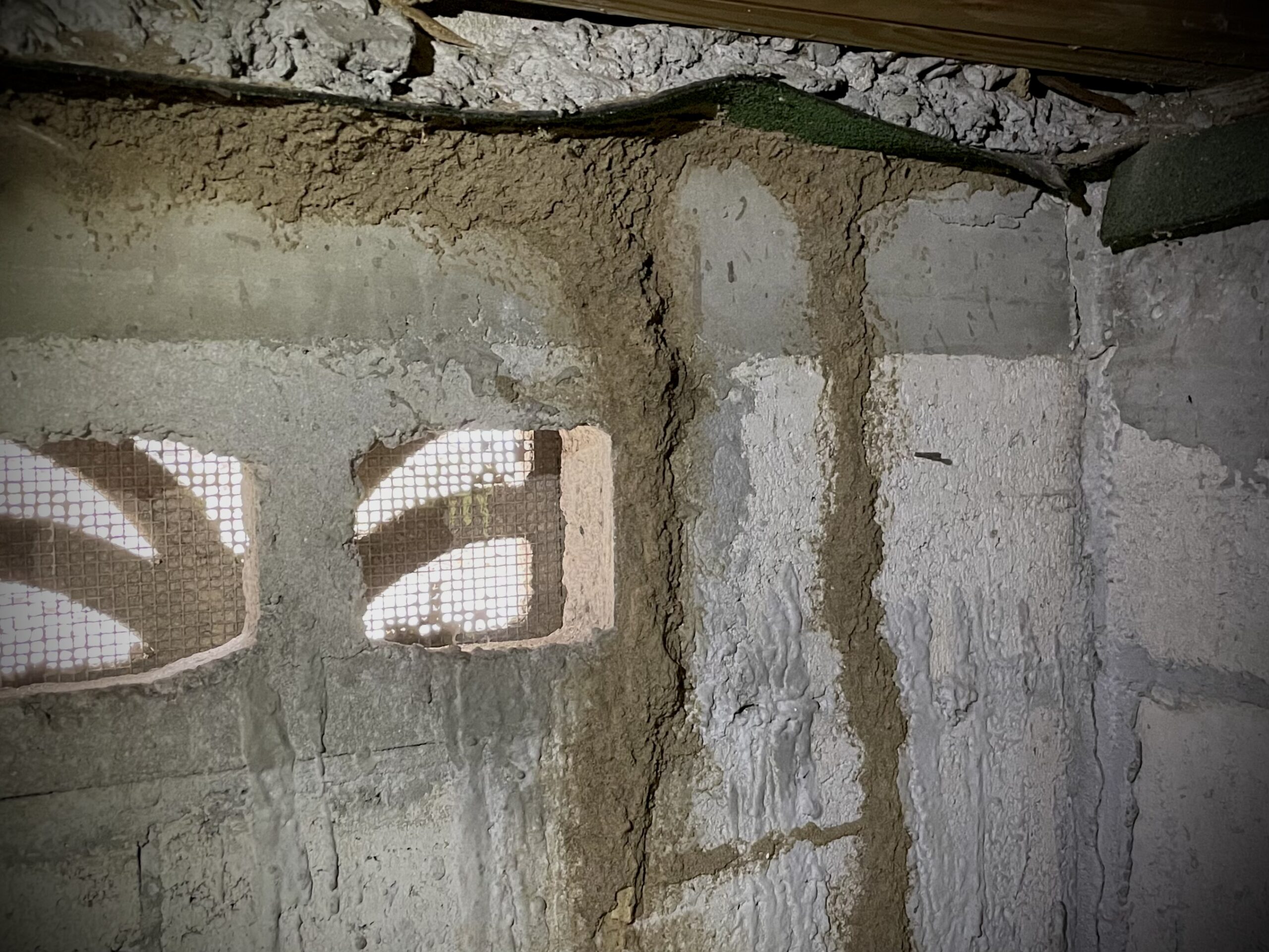 Subterranean termite mud tube on a wooden structure, a common sign of termite infestation in South Florida
