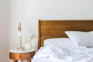 Florida Bedroom and the bed with and a sidetable